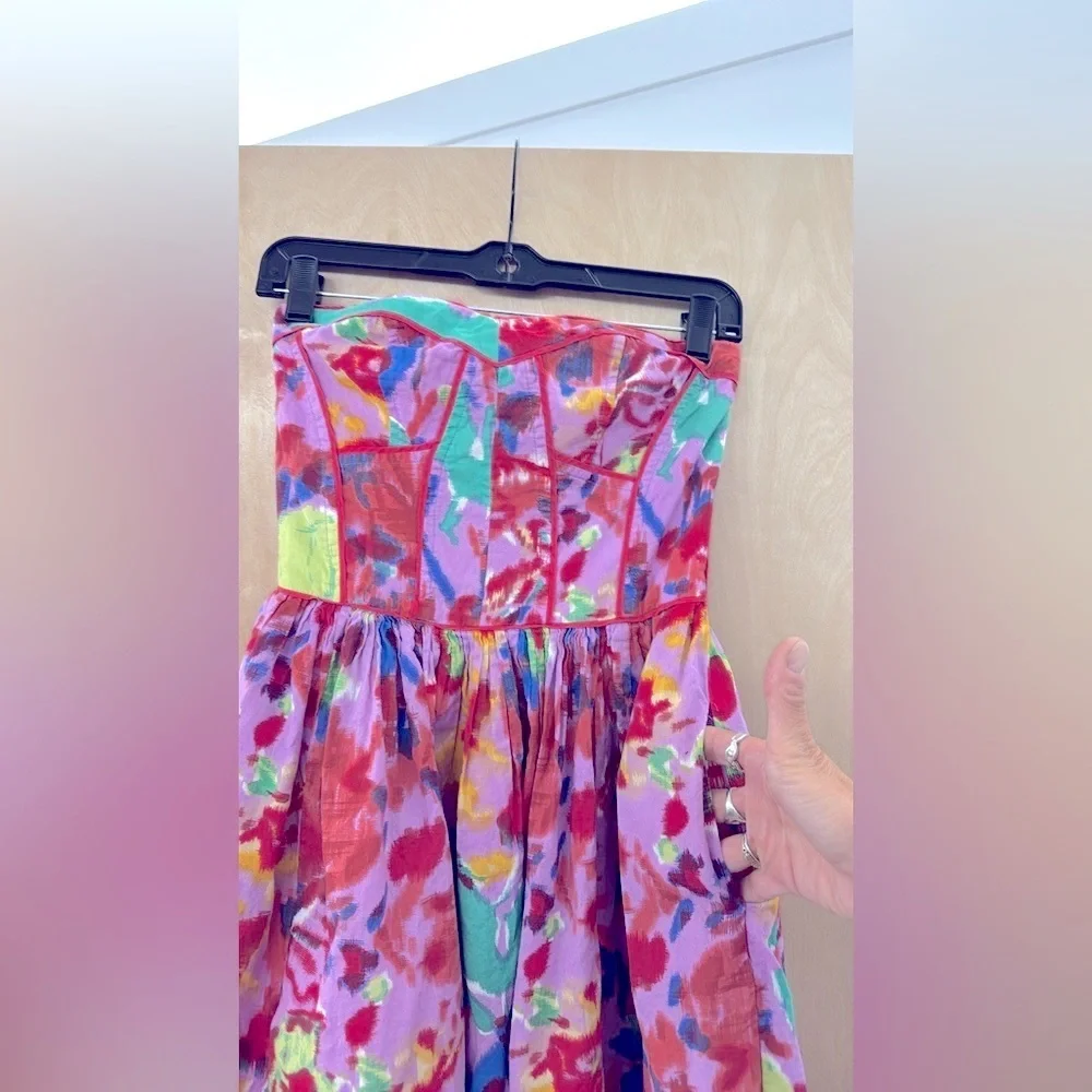 Aryn K "Hyperspace" Strapless Mini Dress | Red & Lavender Multi - Picture 7 of 11
